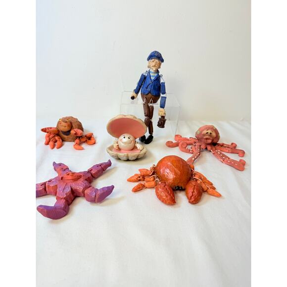 Vintage 6 Anthromorphic Nautical Figurines Sailor with Seacrratures Sitters - Picture 3 of 13